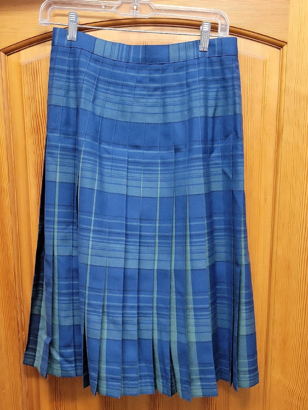 Pendleton Blue and Green Plaid Pleated A-Line Reversible Skirt
